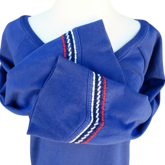 Lucky Lotus by Lucky Brand Embroidered Blue Sweatshirt Raglan Sleeve Medium - Picture 4 of 5